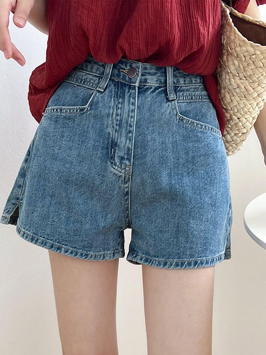 夏用ワイドソフトデニムショーツ レディース 薄手 大きいサイズ おデブさんでもゆったり Mm ハイウエスト スリムスリット Aラインホットパンツ 夏用ワイドソフトデニムショーツ レディース 薄手 大きいサイズ おデブさんでもゆったり Mm ハイウエスト スリムスリット Aラインホットパンツ