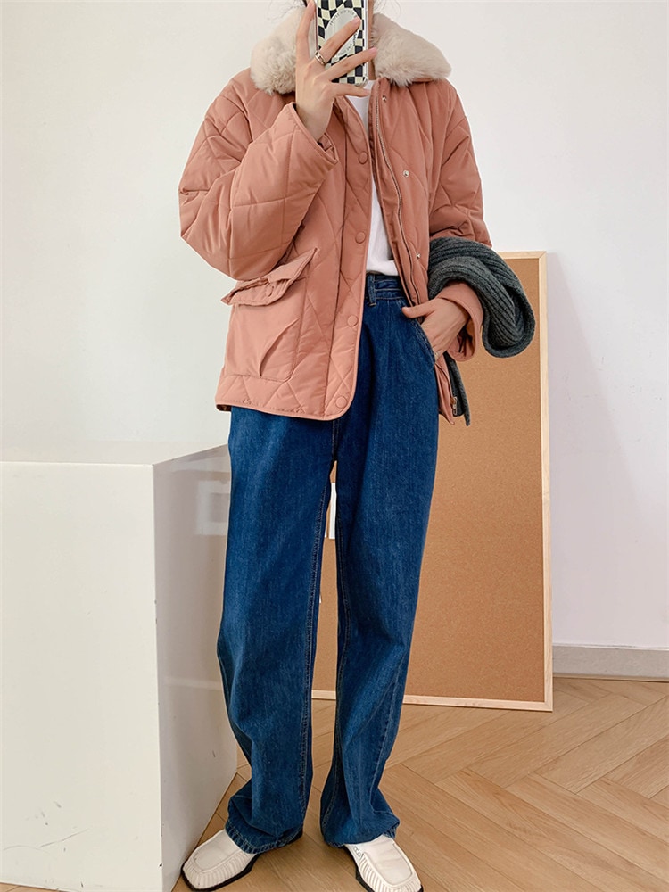 活気少女INSスタイル 暖かい 厚手 カジュアル 毛皮の襟 ダウン コットンジャケット 気質 活気少女INSスタイル 暖かい 厚手 カジュアル 毛皮の襟 ダウン コットンジャケット 気質
