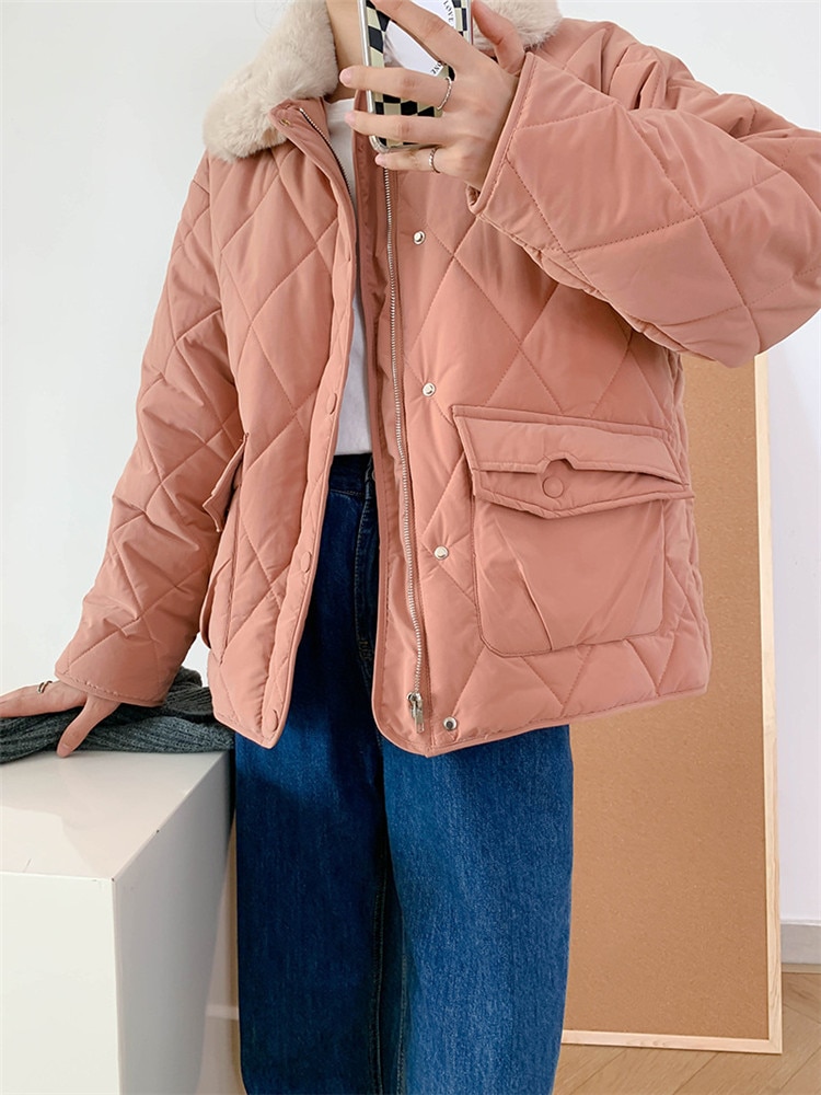 活気少女INSスタイル 暖かい 厚手 カジュアル 毛皮の襟 ダウン コットンジャケット 気質 活気少女INSスタイル 暖かい 厚手 カジュアル 毛皮の襟 ダウン コットンジャケット 気質