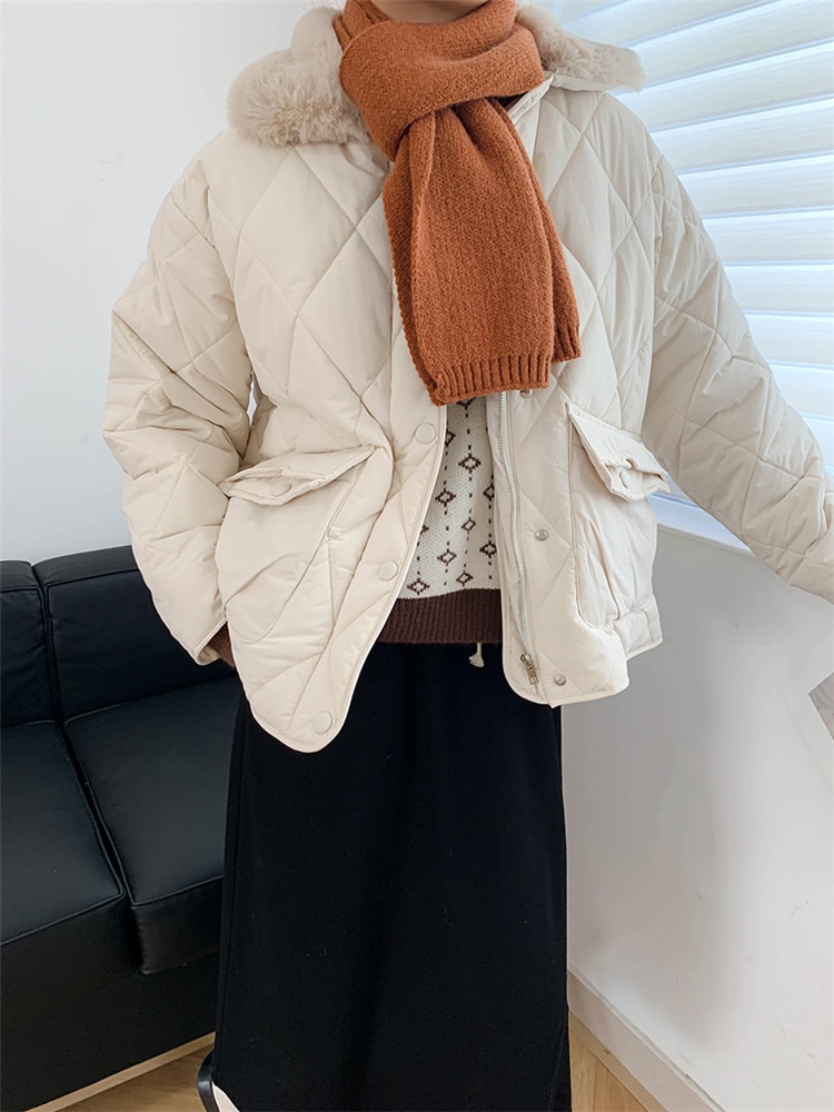 活気少女INSスタイル 暖かい 厚手 カジュアル 毛皮の襟 ダウン コットンジャケット 気質 活気少女INSスタイル 暖かい 厚手 カジュアル 毛皮の襟 ダウン コットンジャケット 気質