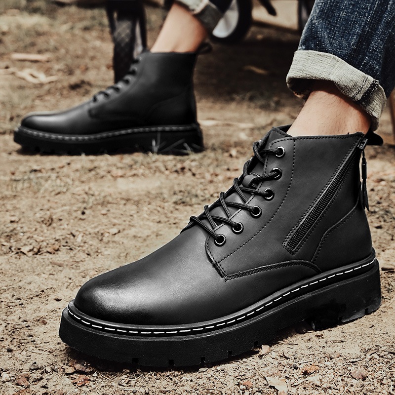 マーティンブーツ 本革の靴の表面 側面ファスナー 24-27cm イギリス風 チェルシーシューズ マーティンブーツ 本革の靴の表面 側面ファスナー 24-27cm イギリス風 チェルシーシューズ