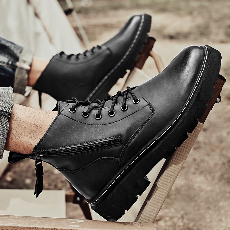 マーティンブーツ 本革の靴の表面 側面ファスナー 24-27cm イギリス風 チェルシーシューズ マーティンブーツ 本革の靴の表面 側面ファスナー 24-27cm イギリス風 チェルシーシューズ