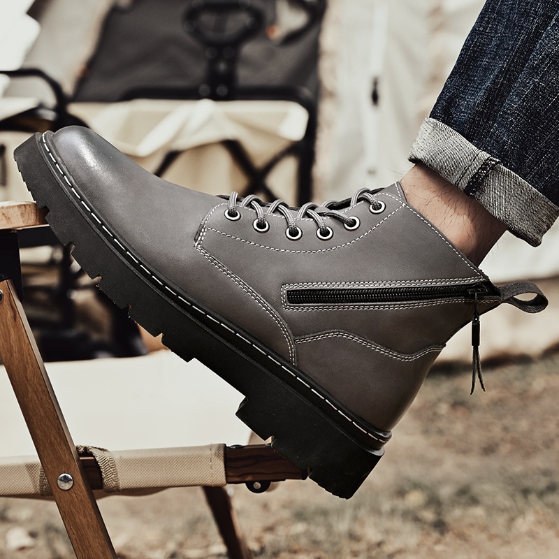 マーティンブーツ 本革の靴の表面 側面ファスナー 24-27cm イギリス風 チェルシーシューズ マーティンブーツ 本革の靴の表面 側面ファスナー 24-27cm イギリス風 チェルシーシューズ