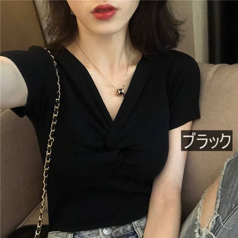 ノット トップス レディース ニット Tシャツ カットソー Vネック 半袖 プルオーバー 体型カバー バストアップ フィット感 伸縮性 ボディライン レッド カーキ グリーン アイボリー ブルー ホワ ノット トップス レディース ニット Tシャツ カットソー Vネック 半袖 プルオーバー 体型カバー バストアップ フィット感 伸縮性 ボディライン レッド カーキ グリーン アイボリー ブルー ホワ