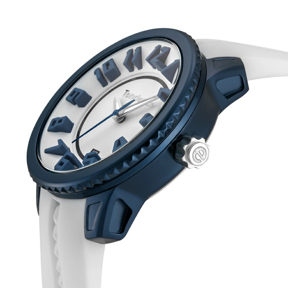 テンデンス 腕時計 手表 メンズ レディース アルテックガリバー ホワイト ブルー インパクト 3Dインデックス シリコンベルト ミディアムサイズ 10代 20代 30代 おしゃれ ファッション 個性