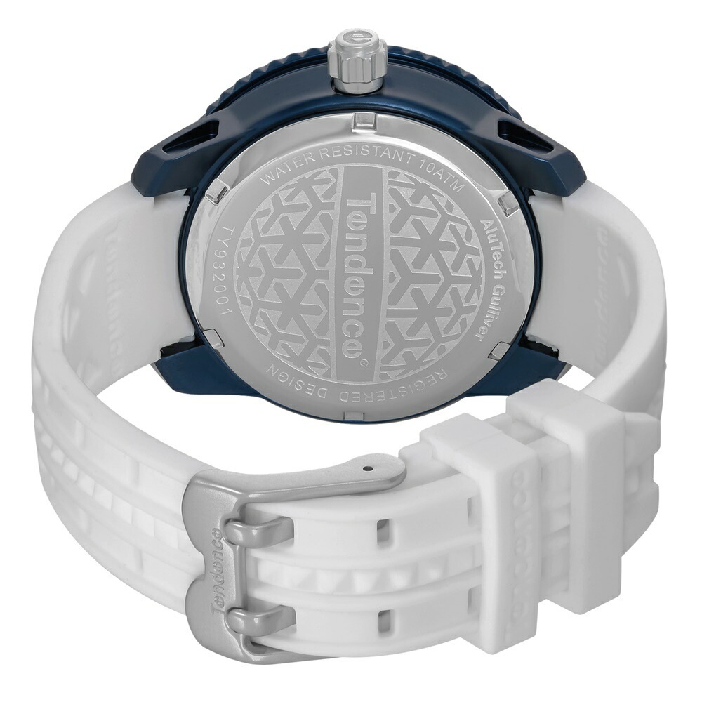 テンデンス 腕時計 手表 メンズ レディース アルテックガリバー ホワイト ブルー インパクト 3Dインデックス シリコンベルト ミディアムサイズ 10代 20代 30代 おしゃれ ファッション 個性