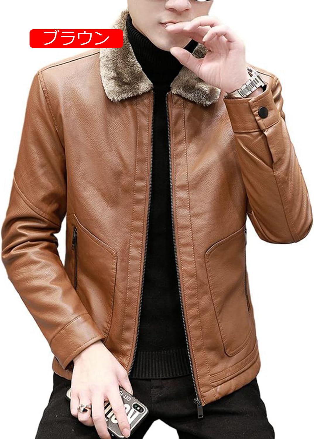 RAMEMO] テーラードジャケット ラム革 メンズ お洒落 アウター 男性用