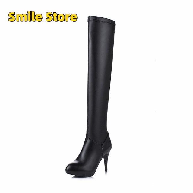 ブーツ ロングブーツ ニーハイブーツ ピンヒール 10cmヒール シンプル 美脚 ストレッチ ジョッキーブーツ トレンド 上品 走れる おしゃれ