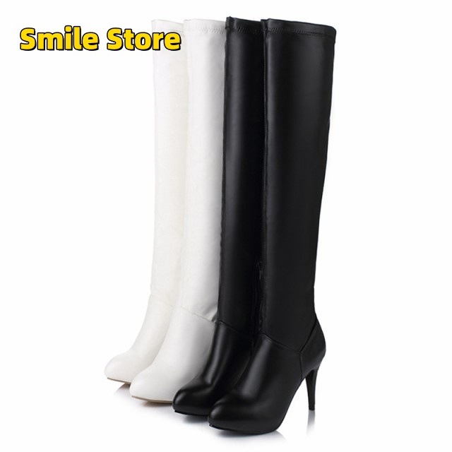 ブーツ ロングブーツ ニーハイブーツ ピンヒール 10cmヒール シンプル 美脚 ストレッチ ジョッキーブーツ トレンド 上品 走れる おしゃれ