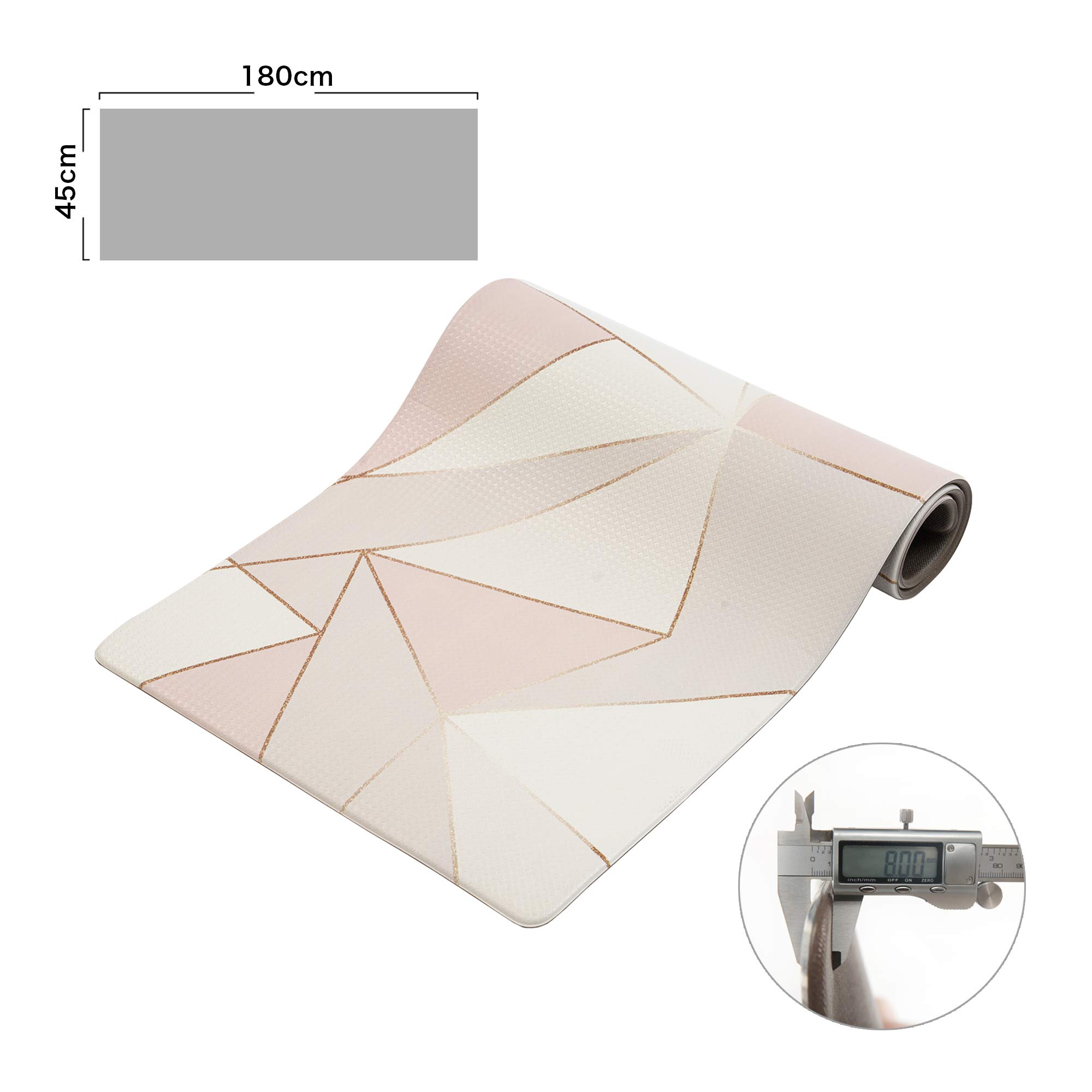 RECYCOキッチンマット 台所低反発マット PVCロング床マット 塩化ビニル製 拭ける 滑り止め 抗菌 防炎 撥水 防音 ロボット掃除機対応 洗濯不要 45X180cm 厚さ10mm 三宅