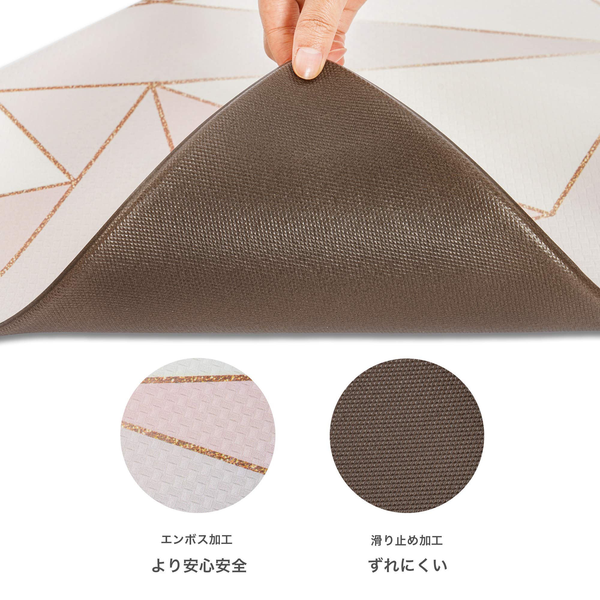 RECYCOキッチンマット 台所低反発マット PVCロング床マット 塩化ビニル製 拭ける 滑り止め 抗菌 防炎 撥水 防音 ロボット掃除機対応 洗濯不要 45X180cm 厚さ10mm 三宅