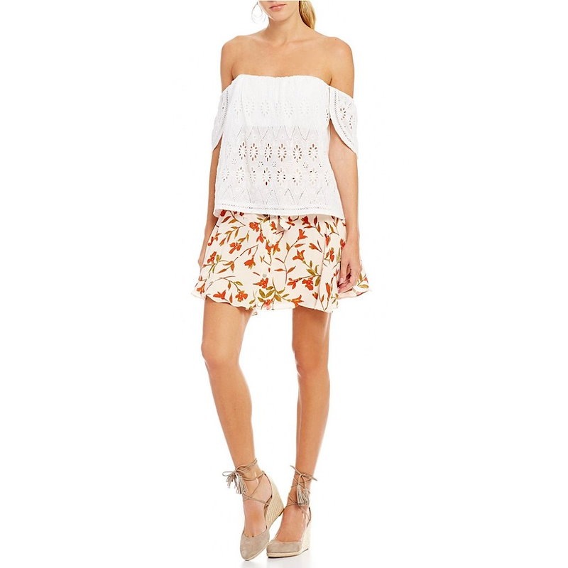 ラヴァーズフレンズ レディース トップス ブラウス・シャツ【Lovers + Friends Lifes A Beach Off-the-Shoulder Scalloped Lace Crop To ラヴァーズフレンズ レディース トップス ブラウス・シャツ【Lovers + Friends Lifes A Beach Off-the-Shoulder Scalloped Lace Crop To