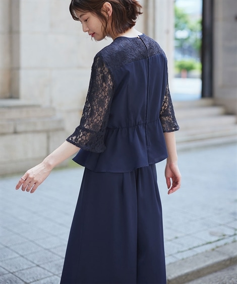 ドレス 結婚式・パーティードレス ビスチェ風ペプラムブラウス+パンツセット 大きいサイズ ドレス 結婚式・パーティードレス ビスチェ風ペプラムブラウス+パンツセット 大きいサイズ