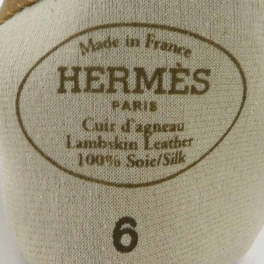 エルメス HERMES 手袋 グローブ レザー ブラウン レディース e58589f