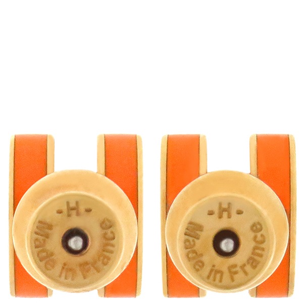 HERMES ポップHピアス ミニポップH ポップアッシュ ゴールド×オレンジ HERMES エルメス ポップアッシュ ミニポップH ピアス ゴールド