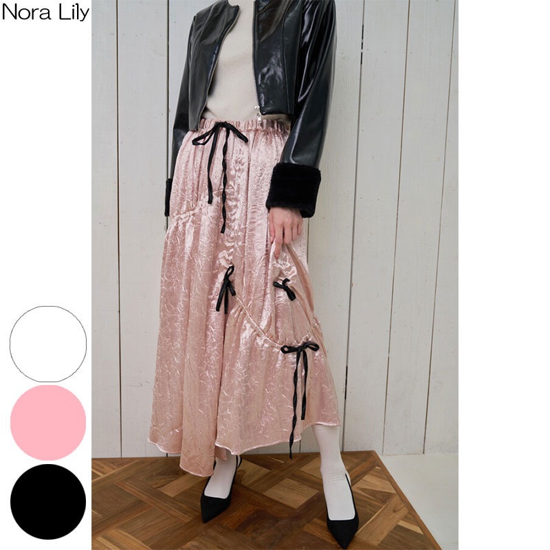 ノラリリーエル 【3カラー】ギャザーリボン Aライン スカート 224760078 ノラリリーエル 【3カラー】ギャザーリボン Aライン スカート 224760078