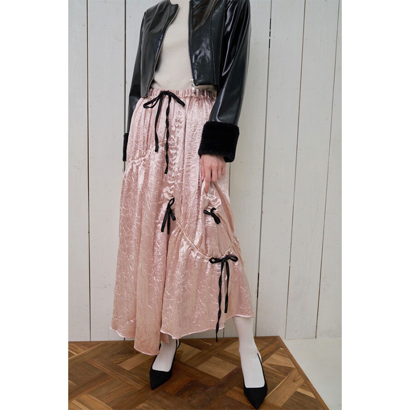 ノラリリーエル 【3カラー】ギャザーリボン Aライン スカート 224760078 ノラリリーエル 【3カラー】ギャザーリボン Aライン スカート 224760078