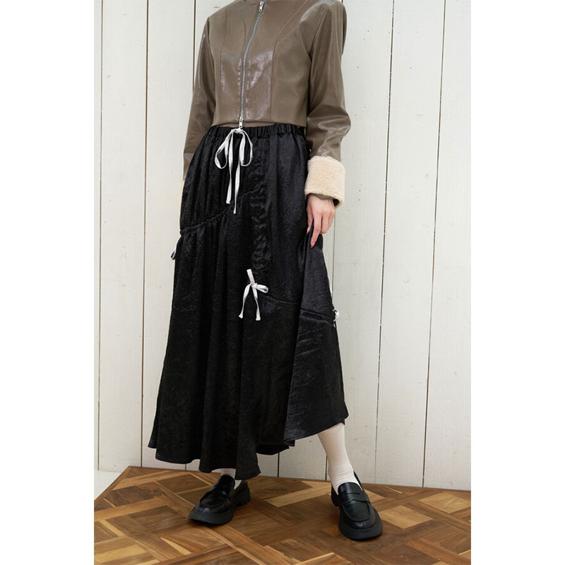 ノラリリーエル 【3カラー】ギャザーリボン Aライン スカート 224760078 ノラリリーエル 【3カラー】ギャザーリボン Aライン スカート 224760078