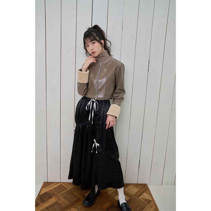 ノラリリーエル 【3カラー】ギャザーリボン Aライン スカート 224760078 ノラリリーエル 【3カラー】ギャザーリボン Aライン スカート 224760078