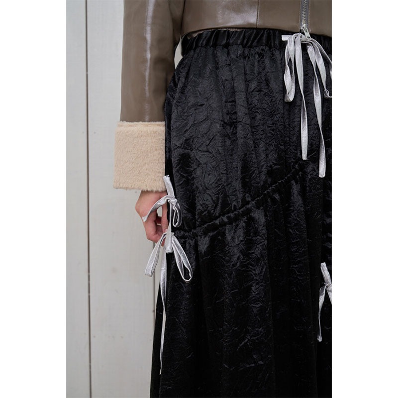 ノラリリーエル 【3カラー】ギャザーリボン Aライン スカート 224760078 ノラリリーエル 【3カラー】ギャザーリボン Aライン スカート 224760078