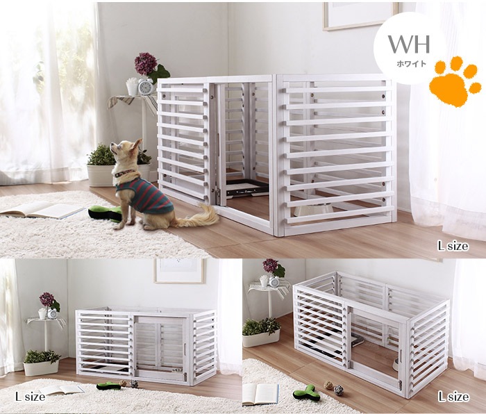 ペットケージ ドッグゲージ サークル 引き戸タイプ 天然木 3サイズ 3カラー