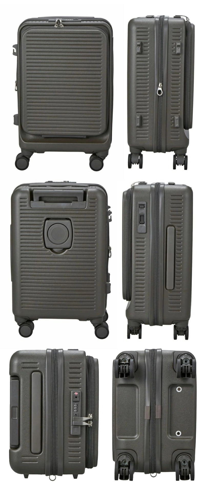 【機内持ち込み可】 ハピタスプラス RPET スーツケース Sサイズ 32～37L フロントオープン ストッパー付き ダブルキャスター 静音 カップホルダー 容量拡張 HPL2328-49_7