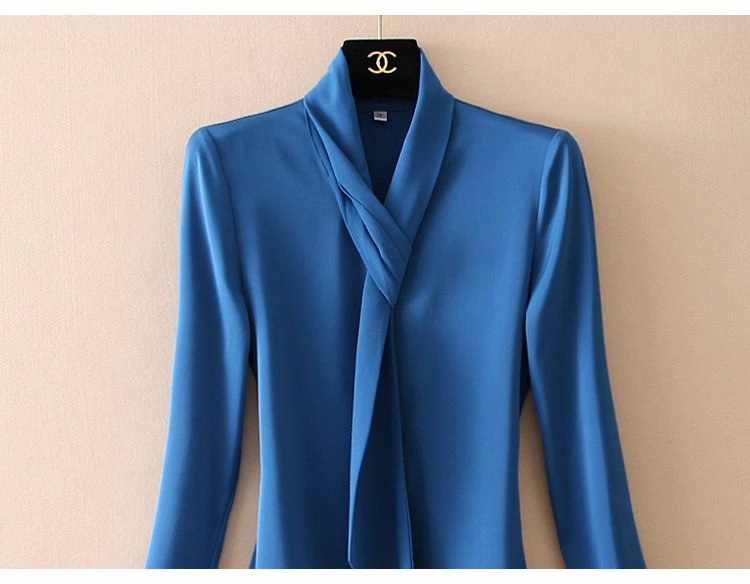 大安売りサテン ブラウス ボディスーツ レディース トップス シャツ とろみ Vネック ボウタイ 光沢 長袖 スリム リボン 大人可愛い きれいめ エレガント モテ 高見え ロングシーズン 大きいサイ