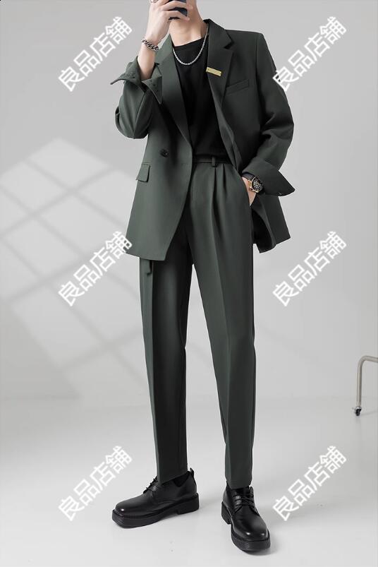 再入荷品「5color」Ｍ-4XL メンズスーツ カジュアルスーツ ゆったり メンズ スーツ 2ピーススーツ リクルートスーツ ビジネススーツ 無地 グリーン パンツスーツ ブラック セットアップ 2