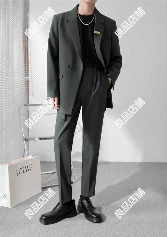 再入荷品「5color」Ｍ-4XL メンズスーツ カジュアルスーツ ゆったり メンズ スーツ 2ピーススーツ リクルートスーツ ビジネススーツ 無地 グリーン パンツスーツ ブラック セットアップ 2