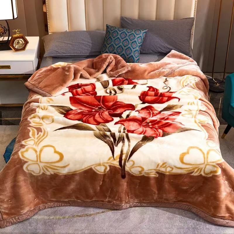 厚手のラッシェルブランケット冬の暖かさウェディングブランケット両面フリースオフィス用お昼寝用ブランケット二層式ブランケットギフト用ブランケット