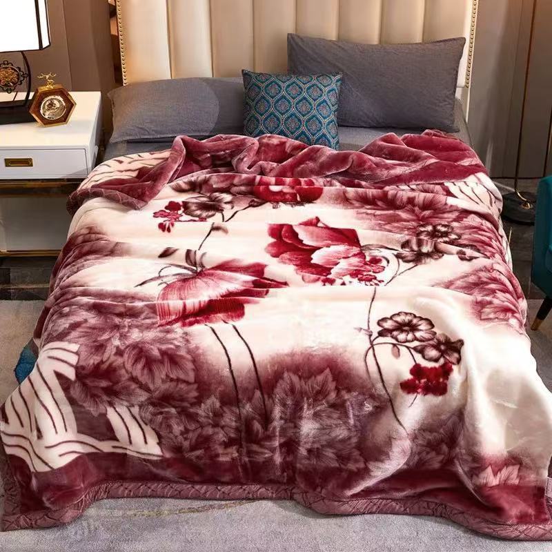 厚手のラッシェルブランケット冬の暖かさウェディングブランケット両面フリースオフィス用お昼寝用ブランケット二層式ブランケットギフト用ブランケット