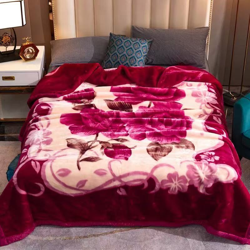 厚手のラッシェルブランケット冬の暖かさウェディングブランケット両面フリースオフィス用お昼寝用ブランケット二層式ブランケットギフト用ブランケット