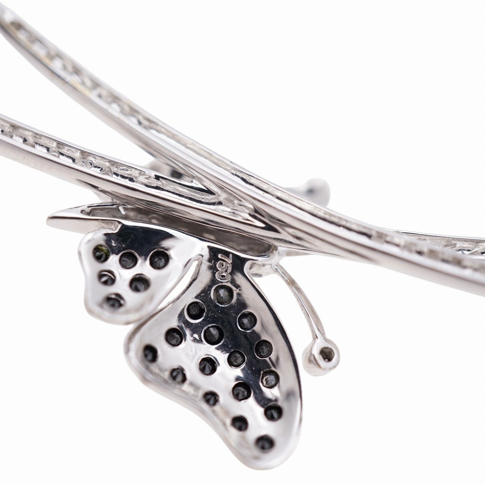 新品同様 バタフライモチーフ ダイヤ/ブラックダイヤ 1.98ct ブローチ K18ホワイトゴールド/ダイヤモンド/ブラックダイヤモンド ホワイトゴールド 1574【中古】 レディース