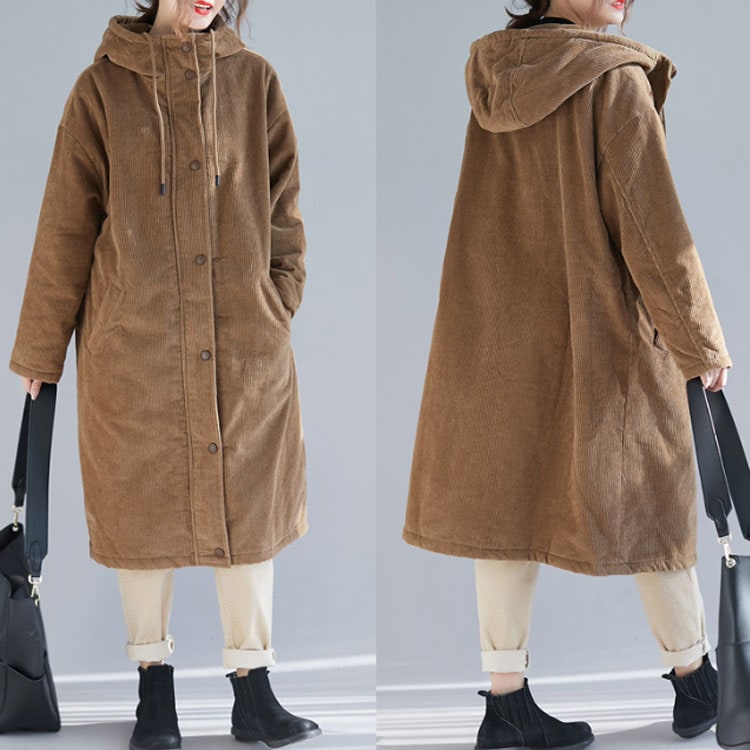 ロングコート膝下丈レディースコーデュロイコート裏ボア春冬アウターフード付きボリュームネックボアジャケットボアコート裏起毛もこもこふわふわ厚防寒保温ゆったり大人可愛い304050