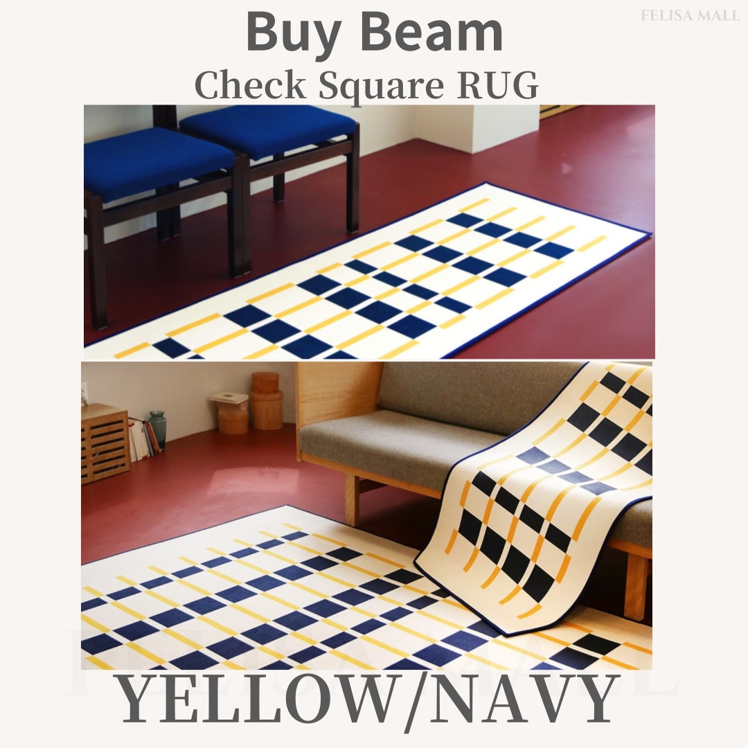 [Buy Beam] Check Square RUG 3カラー全サイズ [オールシーズン]韓国ラグ チェックデザインラグ