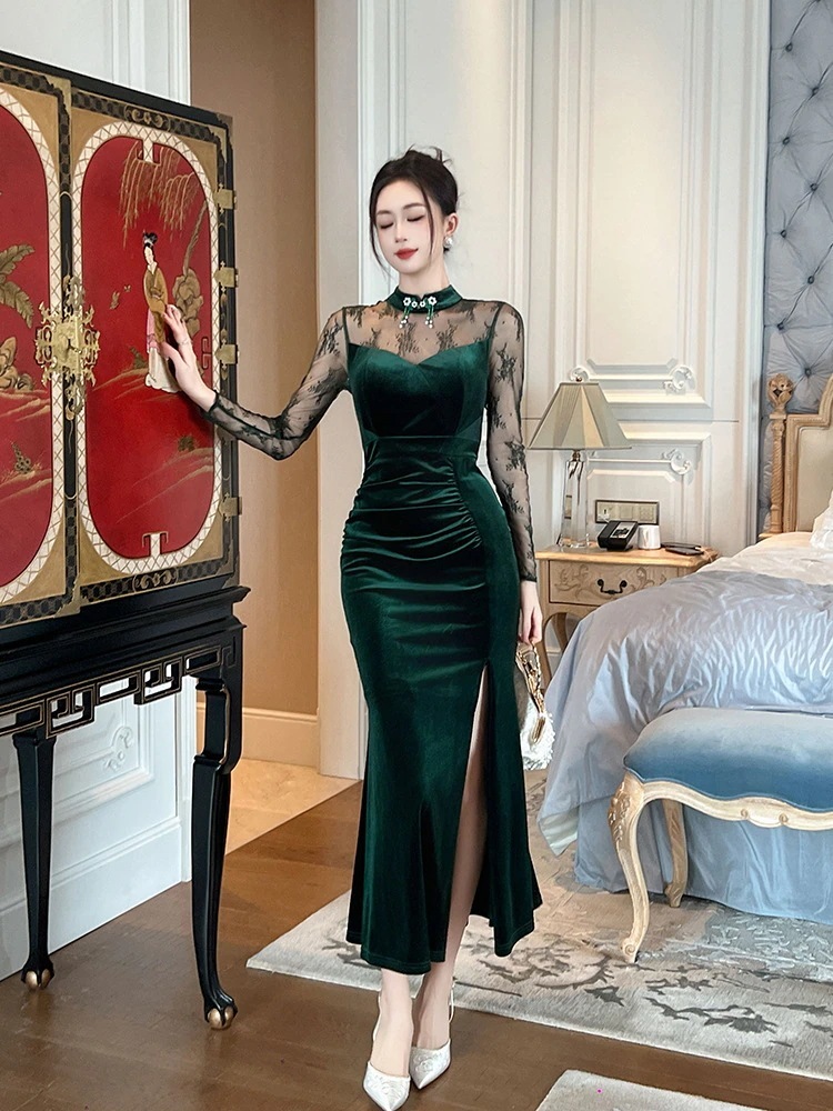 【激安】新中国風改良チャイナドレス2025初春新気質スリットヒップロングスカート20996 【激安】新中国風改良チャイナドレス2025初春新気質スリットヒップロングスカート20996