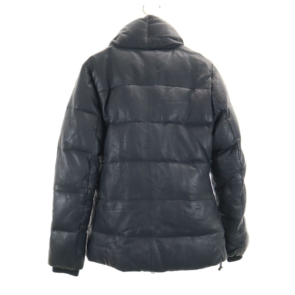 6251030 羊革 レザー ダウンジャケット S 濃紺 レディース 6251030 羊革 レザー ダウンジャケット S 濃紺 レディース