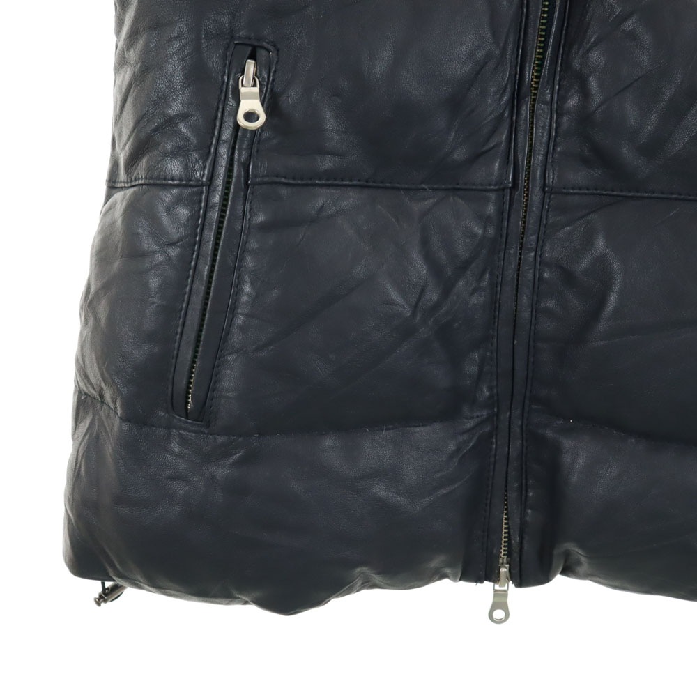 6251030 羊革 レザー ダウンジャケット S 濃紺 レディース 6251030 羊革 レザー ダウンジャケット S 濃紺 レディース