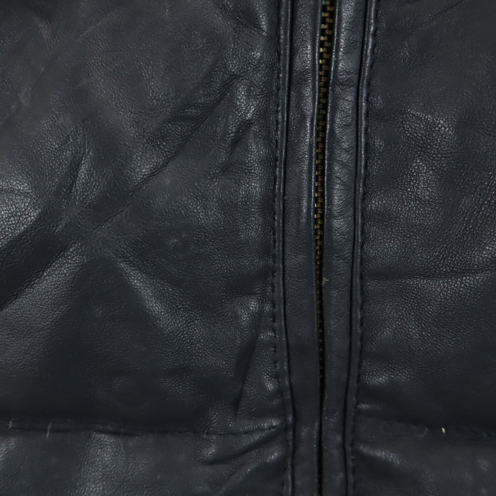 6251030 羊革 レザー ダウンジャケット S 濃紺 レディース 6251030 羊革 レザー ダウンジャケット S 濃紺 レディース