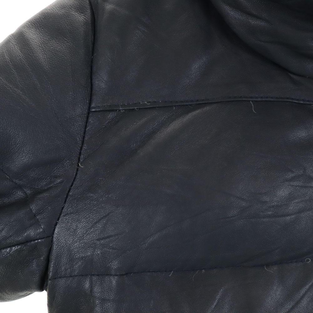 6251030 羊革 レザー ダウンジャケット S 濃紺 レディース 6251030 羊革 レザー ダウンジャケット S 濃紺 レディース