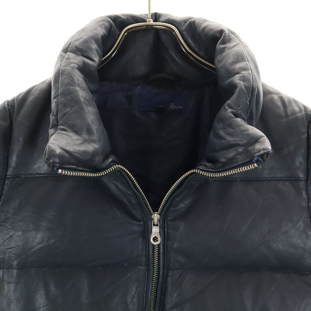 6251030 羊革 レザー ダウンジャケット S 濃紺 レディース 6251030 羊革 レザー ダウンジャケット S 濃紺 レディース