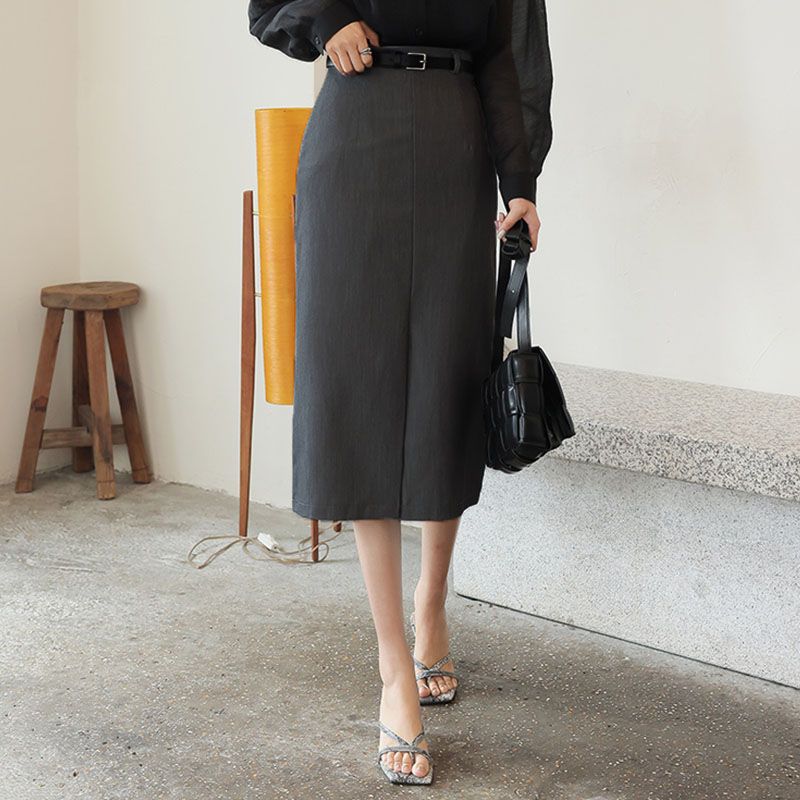 夏物　レディース　　タイトスカート 通勤　フォーマル　細身　大きいサイズ　ロング丈　ゆったり 　普段 フリルスカート マーメイドスカート　薄手　膝下丈　グレー