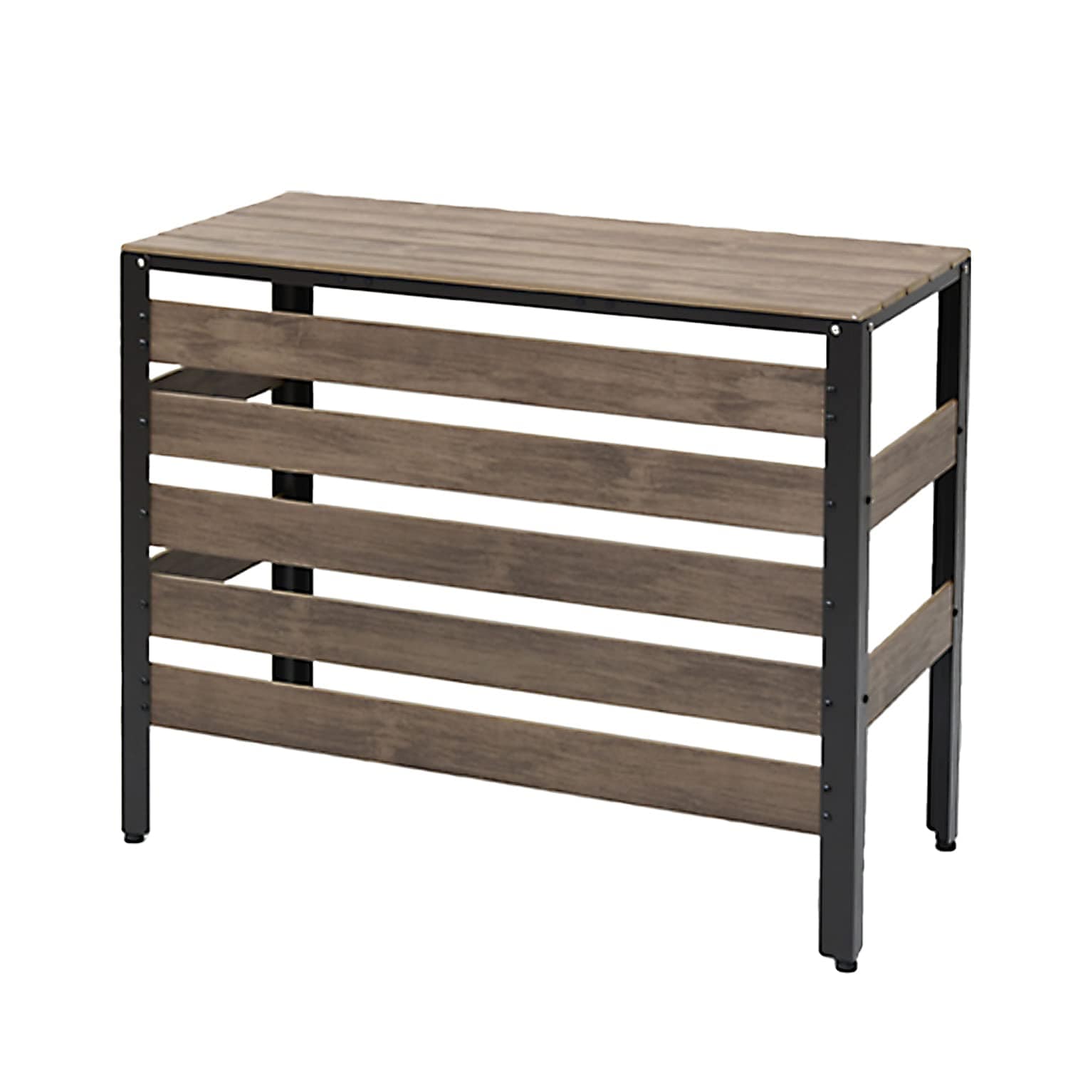 ガーデンマスター エアコン室外機カバー 幅92×奥行41×高さ73cm 耐候性・耐久性の高い木目調のPS素材 ダークブラウン KPAC-90(DBR)