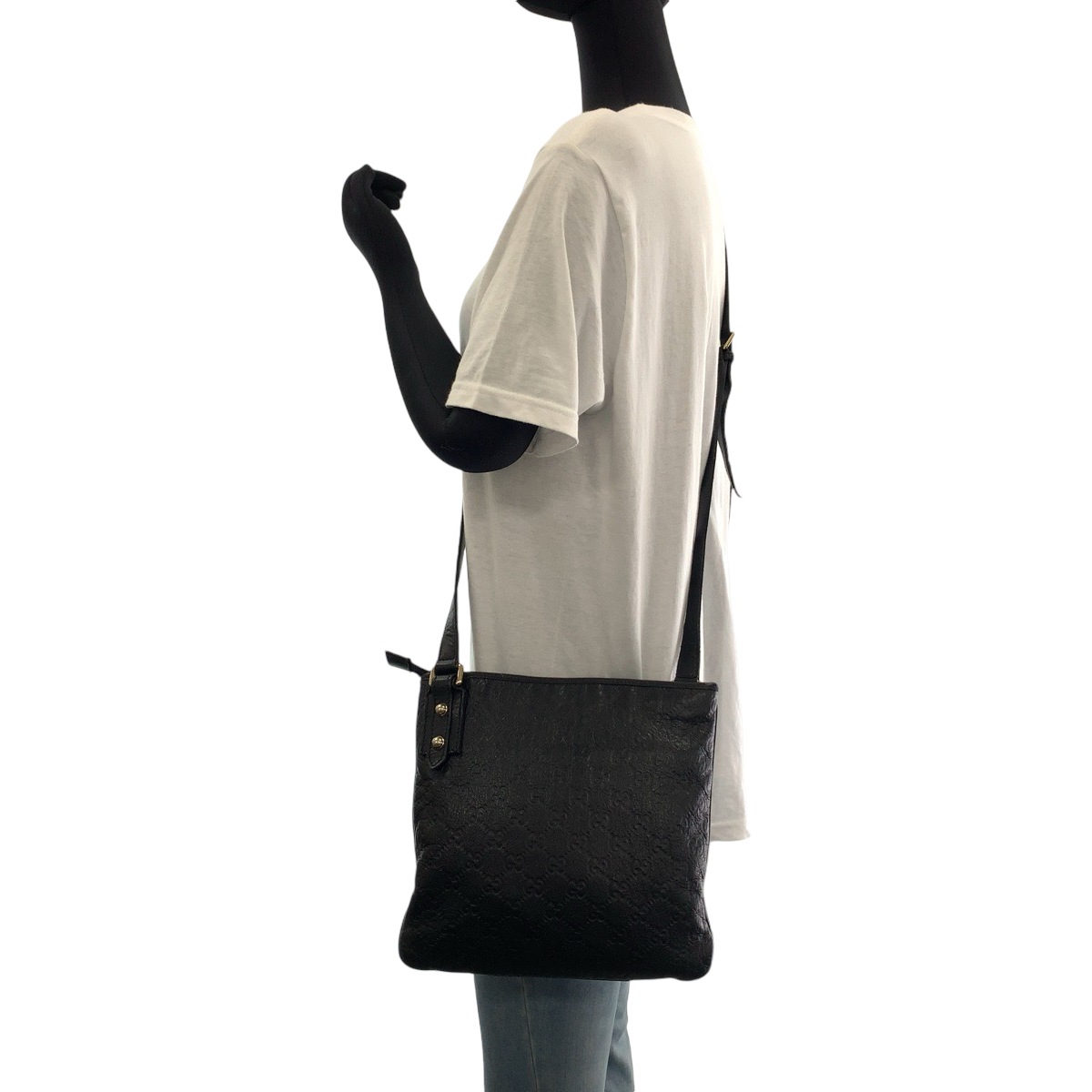 美品 グッチシマ ブラック 黒 シルバー金具 レザー 239347 ショルダーバッグ ポシェット メンズ 408715 美品 グッチシマ ブラック 黒 シルバー金具 レザー 239347 ショルダーバッグ ポシェット メンズ 408715
