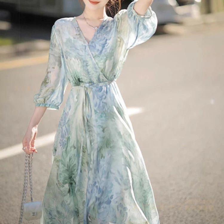 【夏の新品】【出荷が迅速】ワンピース ビーチワンピース レディース 春 夏 きれいめ ロング丈 Aライン 袖あり 五分袖 ゆったり 花柄 体型カバー 女性 ビーチワンピース 結婚式 お呼ばれ 二 【夏の新品】【出荷が迅速】ワンピース ビーチワンピース レディース 春 夏 きれいめ ロング丈 Aライン 袖あり 五分袖 ゆったり 花柄 体型カバー 女性 ビーチワンピース 結婚式 お呼ばれ 二