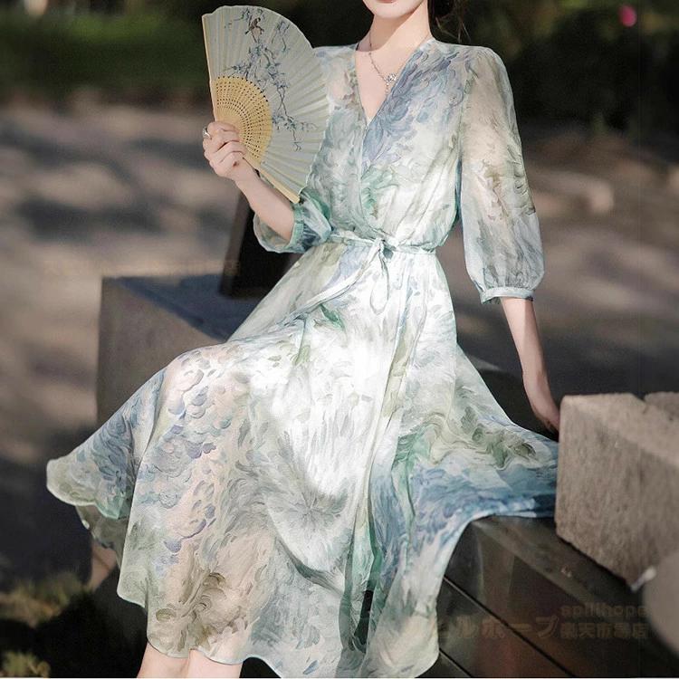 【夏の新品】【出荷が迅速】ワンピース ビーチワンピース レディース 春 夏 きれいめ ロング丈 Aライン 袖あり 五分袖 ゆったり 花柄 体型カバー 女性 ビーチワンピース 結婚式 お呼ばれ 二 【夏の新品】【出荷が迅速】ワンピース ビーチワンピース レディース 春 夏 きれいめ ロング丈 Aライン 袖あり 五分袖 ゆったり 花柄 体型カバー 女性 ビーチワンピース 結婚式 お呼ばれ 二