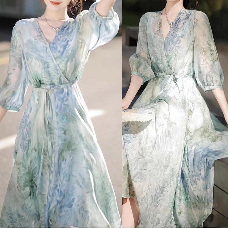 【夏の新品】【出荷が迅速】ワンピース ビーチワンピース レディース 春 夏 きれいめ ロング丈 Aライン 袖あり 五分袖 ゆったり 花柄 体型カバー 女性 ビーチワンピース 結婚式 お呼ばれ 二 【夏の新品】【出荷が迅速】ワンピース ビーチワンピース レディース 春 夏 きれいめ ロング丈 Aライン 袖あり 五分袖 ゆったり 花柄 体型カバー 女性 ビーチワンピース 結婚式 お呼ばれ 二