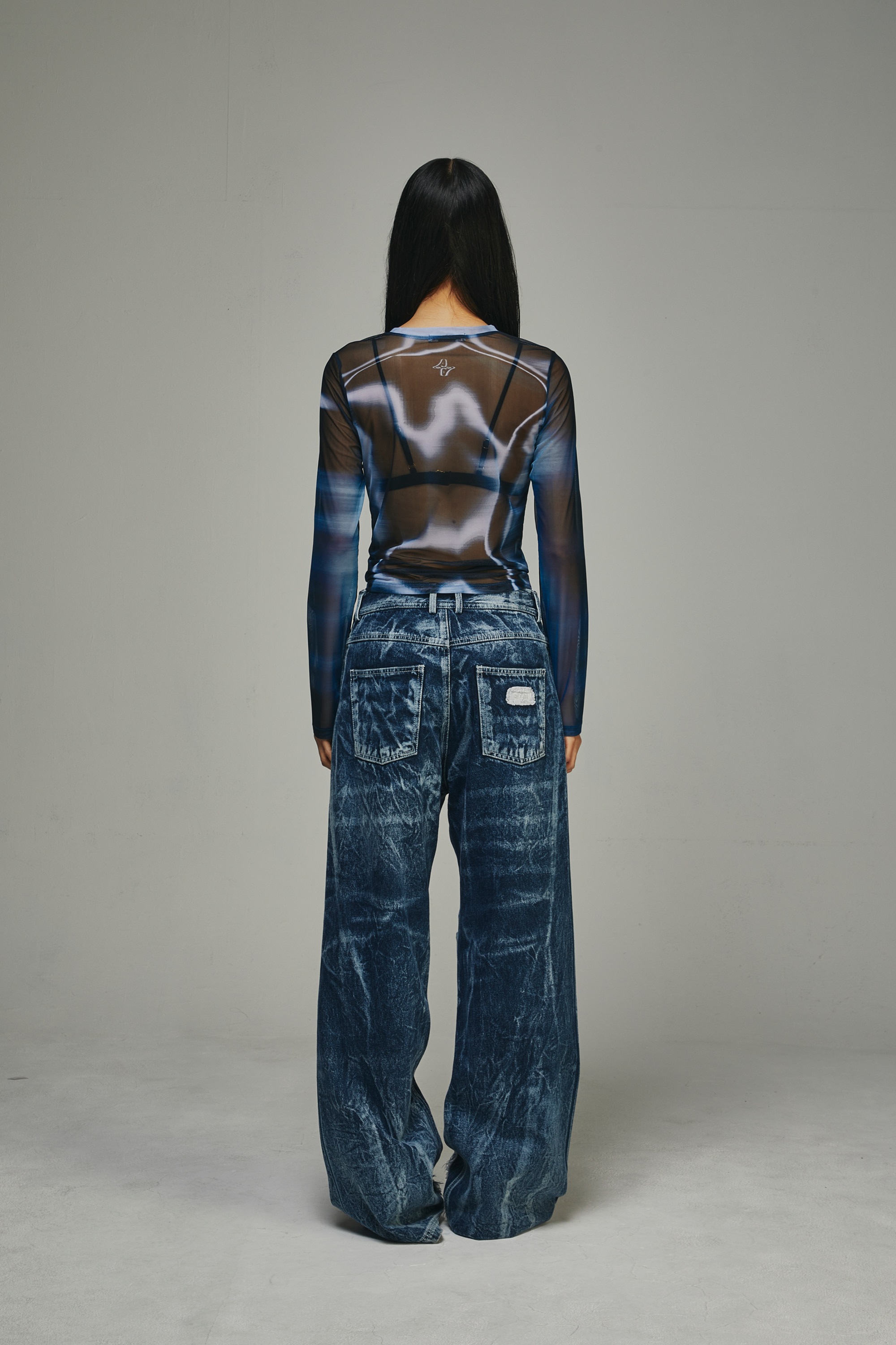 【BLR】 CURVED NAVY DENIM PANTS 【BLR】 CURVED NAVY DENIM PANTS