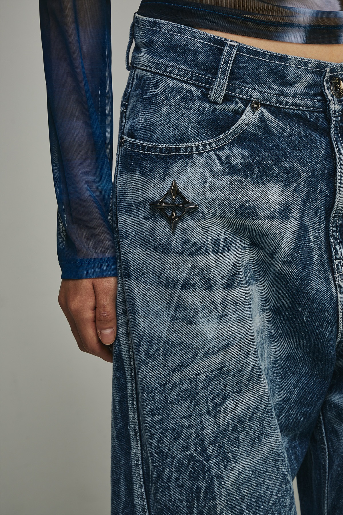 【BLR】 CURVED NAVY DENIM PANTS 【BLR】 CURVED NAVY DENIM PANTS