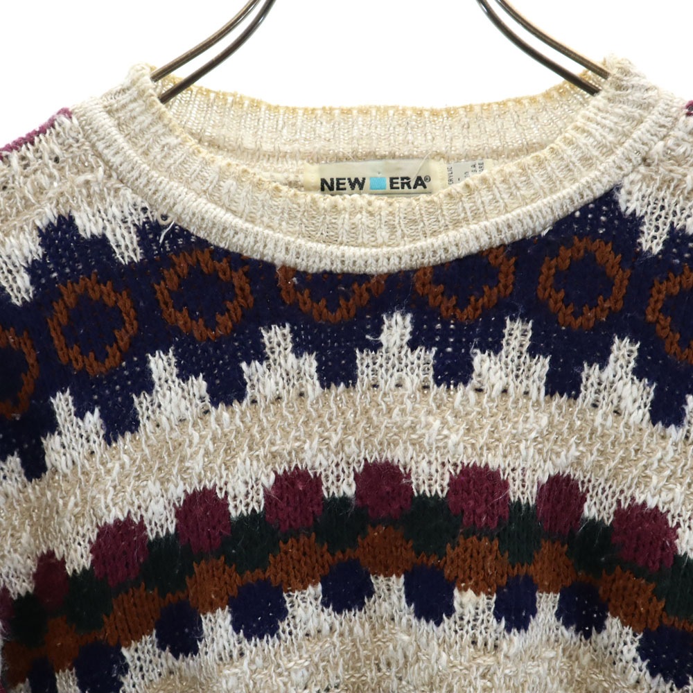 80s オールド USA製 ボーダー柄 長袖 セーター L ベージュ 他 メンズ 80s オールド USA製 ボーダー柄 長袖 セーター L ベージュ 他 メンズ